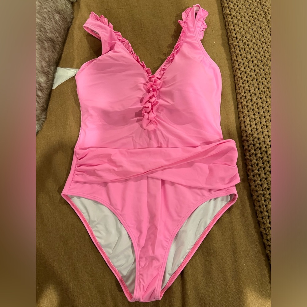 SweetHoney Vibrant Pink Ruffle One Piece Swimsuit